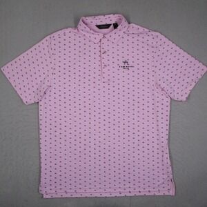 Bobby Jones Mens XL Pink Golf Cart Print Polo Shirt Edgewood Tahoe Performance